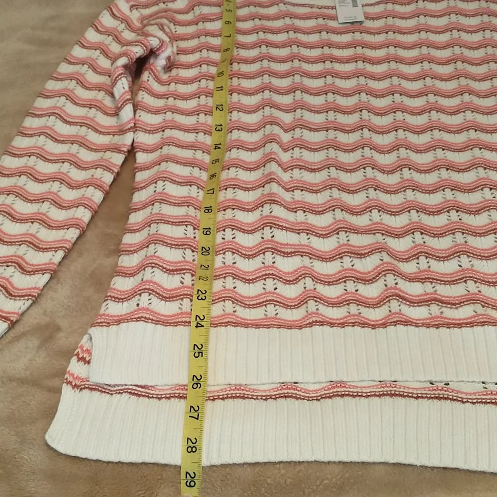 NWT Maurices Pink and Cream Women's Sweater, Size S, Hi-Lo Tunic - Picture 8 of 9